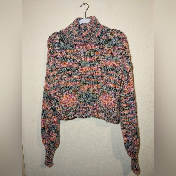 Wild fable multicolor space dye cropped oversized turtleneck pullover sweater - Picture 5 of 15